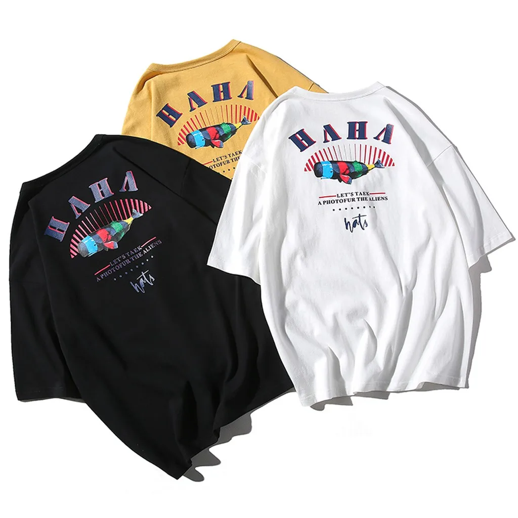 

Male T shirt Half Sleeve 2019 Spring Summer New Loose Oversize Street Pure Color Extend Hip Hop T-Man US Size T shirts Z603