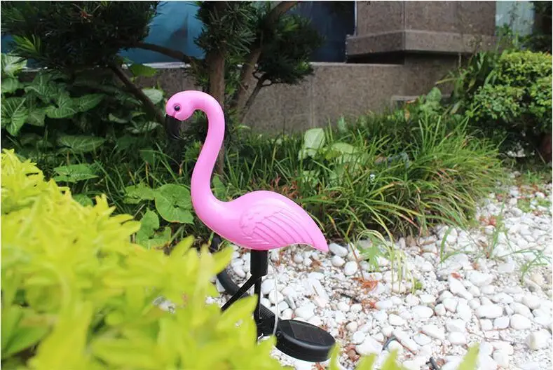 Фламинго цветок вставляется Солнечный украшения Водонепроницаемый садовый декор Скульптура Фламинго светодиодный пейзаж Главная