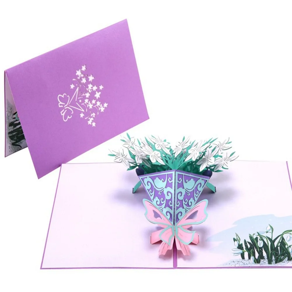  3D Pop up Cards Valentines Day Gift Cards Handmade Wedding Invitations Anniversary Blessing Thank Y - 32920620503