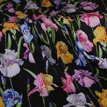 Маленькие цветы печать полиэстер шелк атласная ткань, мягкий стрейч атласная ткань женское платье швейная ткань, имитирует шелк tissus au метр
