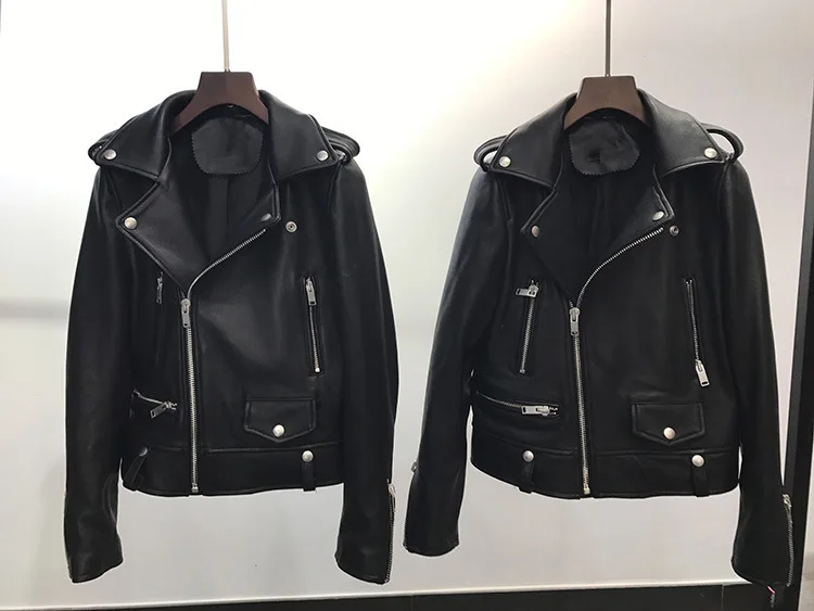 

New 2018 spring autumn women/men sheepskin leather jackets high quality designer motor&Biker Jackets Fashion women jackets S499