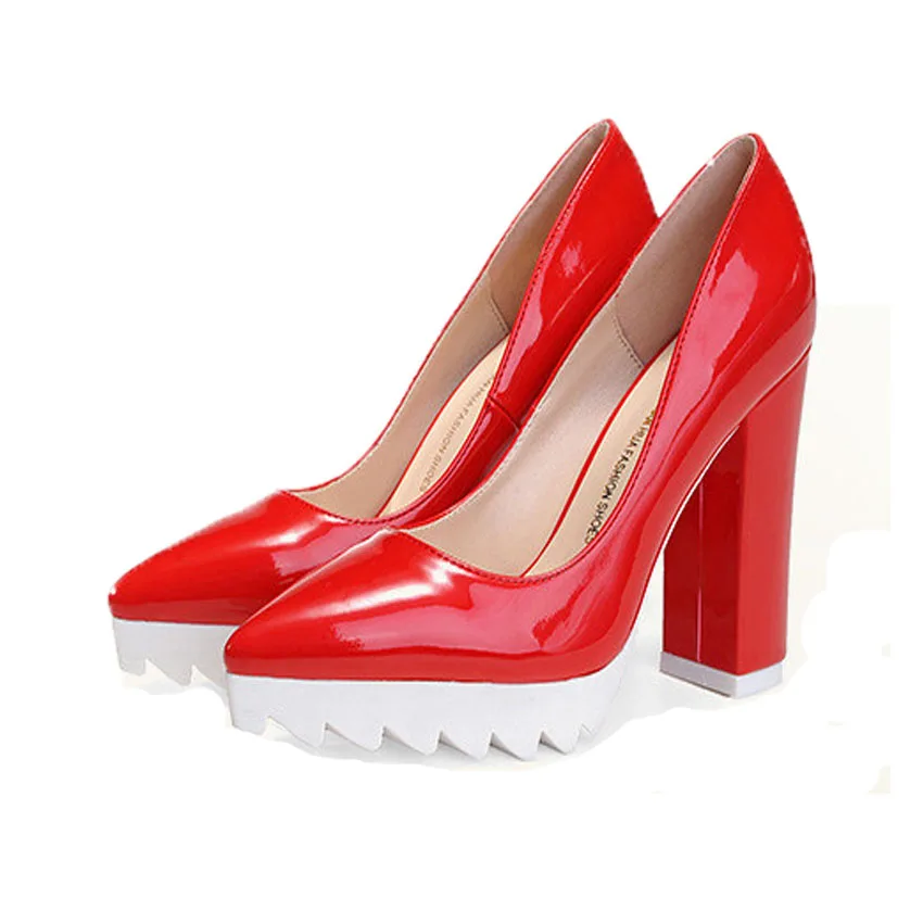Free Shipping Shoes Woman Pointed Toe Thick Heel High Heel Shoes Tacon Alto Sapato De Salto Alto Plarform Zapatos Mujer Pump 57s