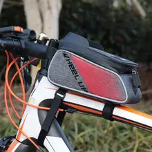 Red Waterproof Bicycle Front Tube Frame Bags Bike Cycling Beam Saddle Touch Screen Canvas Fabric Bag for 6 Inches Mobile Phones