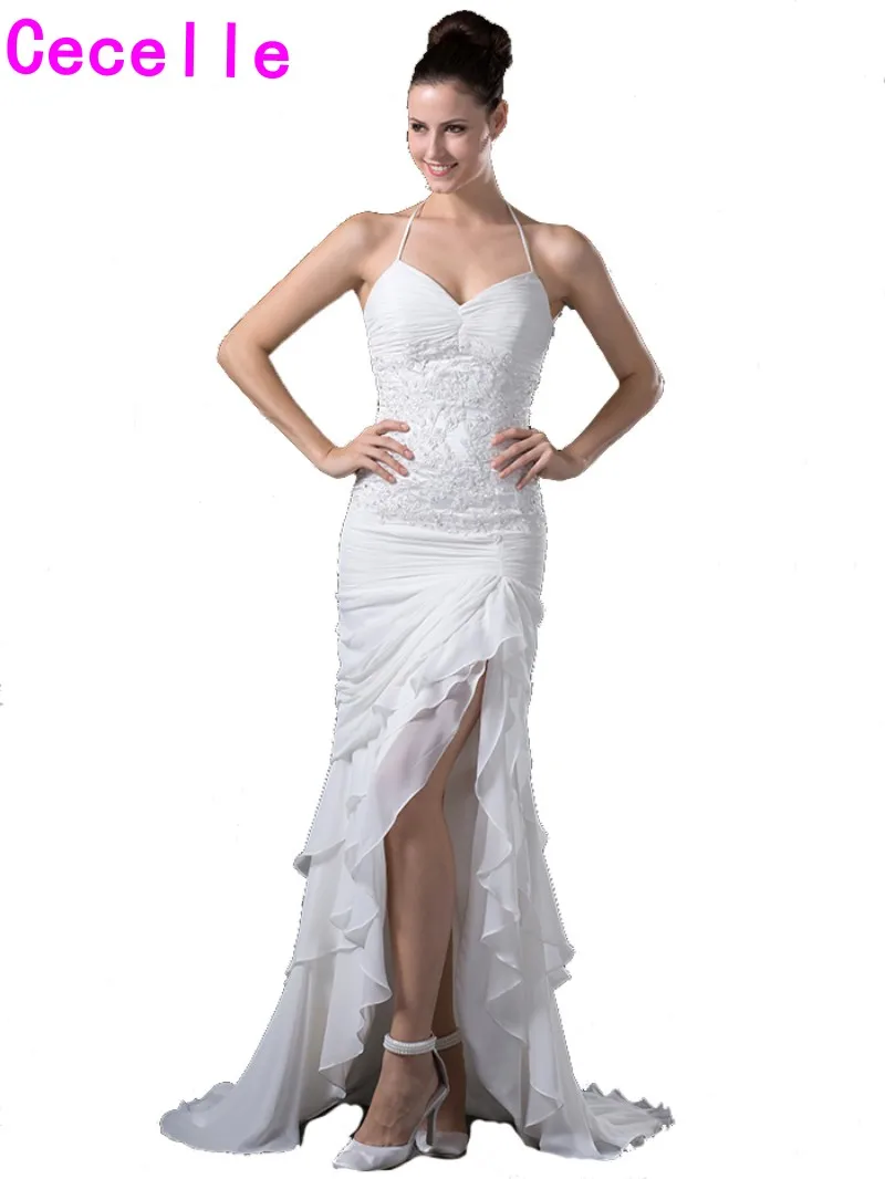 2019 Tight Fitted Chiffon Reception Mermaid Wedding Dresses