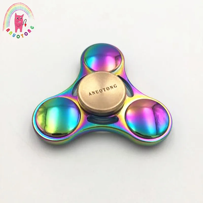 Трилистник гироскопа стороны Spinner красочные три блесны Непоседа игрушка металла EDC Непоседа Spinner Металлический для аутизма и СДВГ игрушка