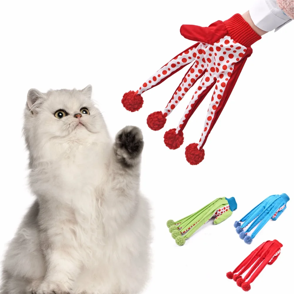 

Wholesale Hot Cat Lovely Ball Pet Funny Toy Cute Polka Dot Cat Toys Scratch Glove Kitten Toy with Ring Bell Inside 3pcs/lot