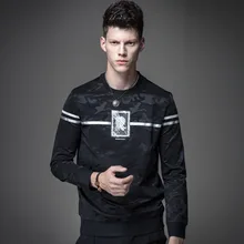 Frühling 2017 Marke Neue Slim Hoodies Männer Hohe Qualtität O-ansatz Sweatshirts Schwarz Druck Fashion Hoodies