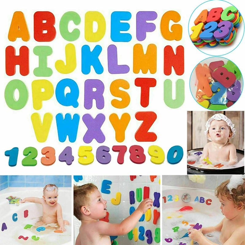 

36 Pcs Educational Learning Bath Alphabets And Letters Foam Bath Numbers And Letters Tile Child Baby Kids Bath Toy Water Fun