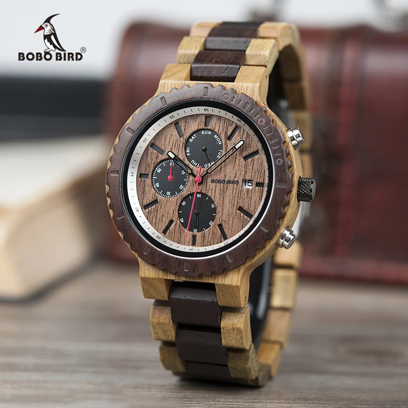 relogio masculino BOBO BIRD Watch Men Top Luxury Brand Wooden Timepieces Chronograph Quartz Watches Men's Gifts Drop Shipping