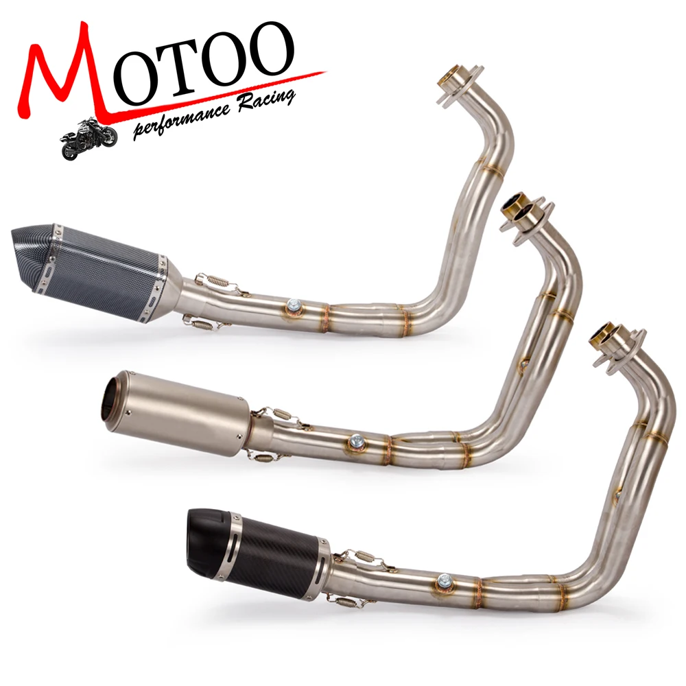 Motoo - MT07 FZ07 motorcycle Exhaust Full system FOR Yamaha MT-07 FZ-07 Tracer 2014-2019 with Muffler XSR700 2016-2019