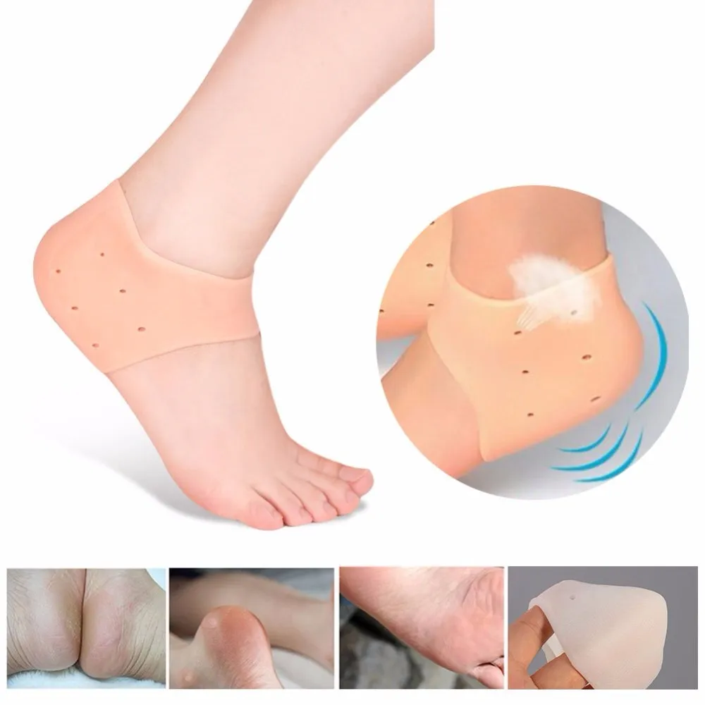 NEW1Pair как трещины уход за кожей ног протектор гелевые массажные носки силиконовая увлажняющая Гелеобразные напяточники носки D2