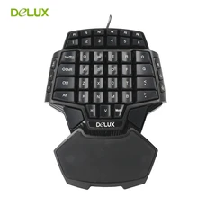 Delux T9 Single Hand Professional PC Game Keyboard Gamer USB Wired Mini Portable Game Key Board 47 Keys Double Space CF CS LOL