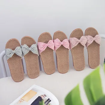 

Women Summer Slipper Outdoor Bowtie Beach Shoes Female Slides Non-slip Platform Flats Ladies Casual Hemp Footwear 2020