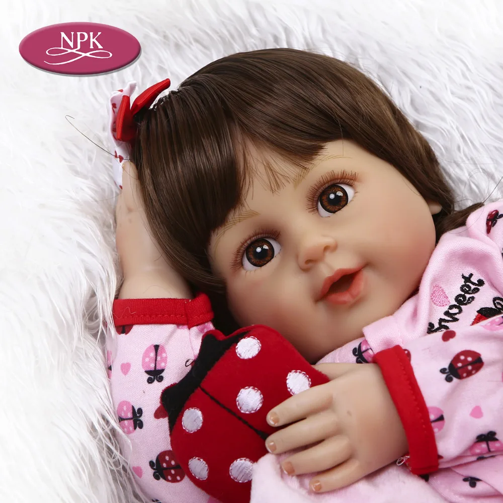 NPK 55CM Silicone Reborn Doll Baby Realisitc Doll Lifelike Princess Girl Soft Cloth Body Boneca Bebe Reborn Babies DOll Toy 2018 (7)