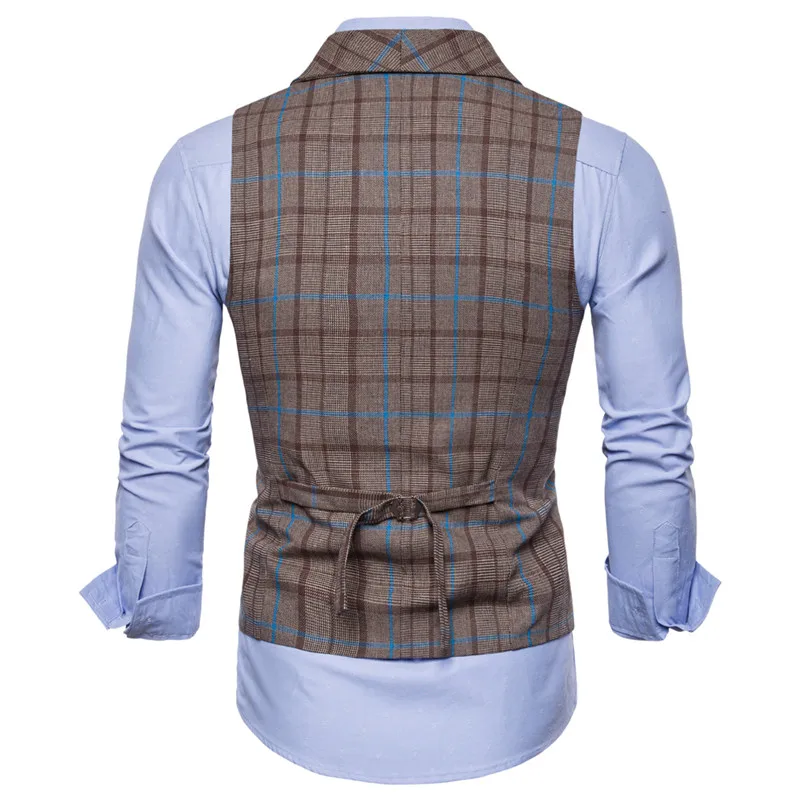 Riinr High Quality Men Suit Vest 2018 Slim Double Breasted Waistcoat Gilet Business Social Blazer Wedding Groom Best Men 