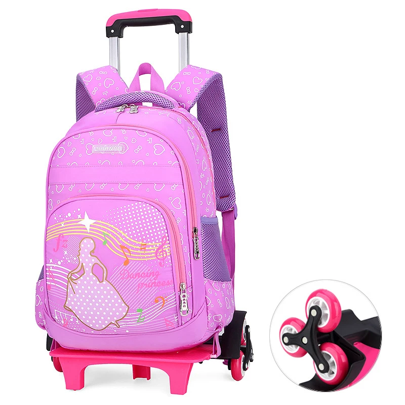 GRADE 2-6 Kids Trolley Schoolbag Luggage Book Bags boys girls Backpack Latest Removable Children School Bags 2/6 Wheels