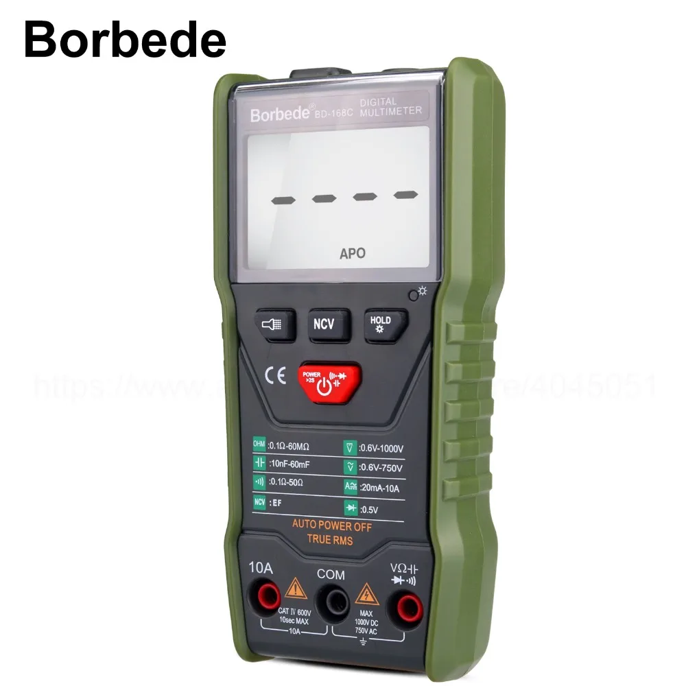 

Borbede BD-168C Mini Digital Multimeter DC/AC Auto Power off True RMS Max/Min NCV Auto-scanning 6000 Counts