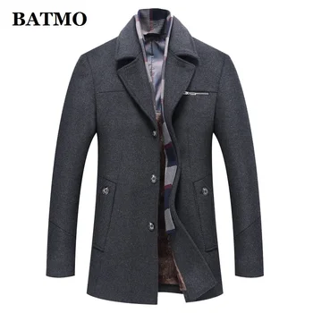

BATMO 2018 new arrival winter high quality wool thicked trench coat men,men's winter thicked parkas,plus-size M-4XL 1659