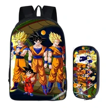 Juego de 2 unidades de Dragon Ball con estuche de lápices, mochilas de lujo para estudiantes, mochilas escolares con estampado DIY, geniales bolsas para niños y niños, bolsa de libros para hombres