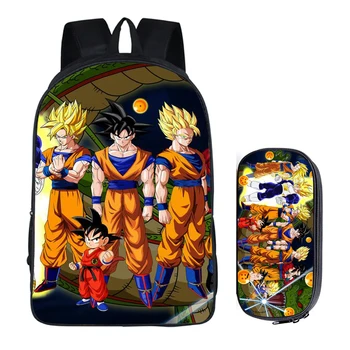 

Dragon Ball 2PC Set with Pencil Case Luxury Student Backpacks DIY Printing Cool Children School Bags For Boys Kids Men Book Bag