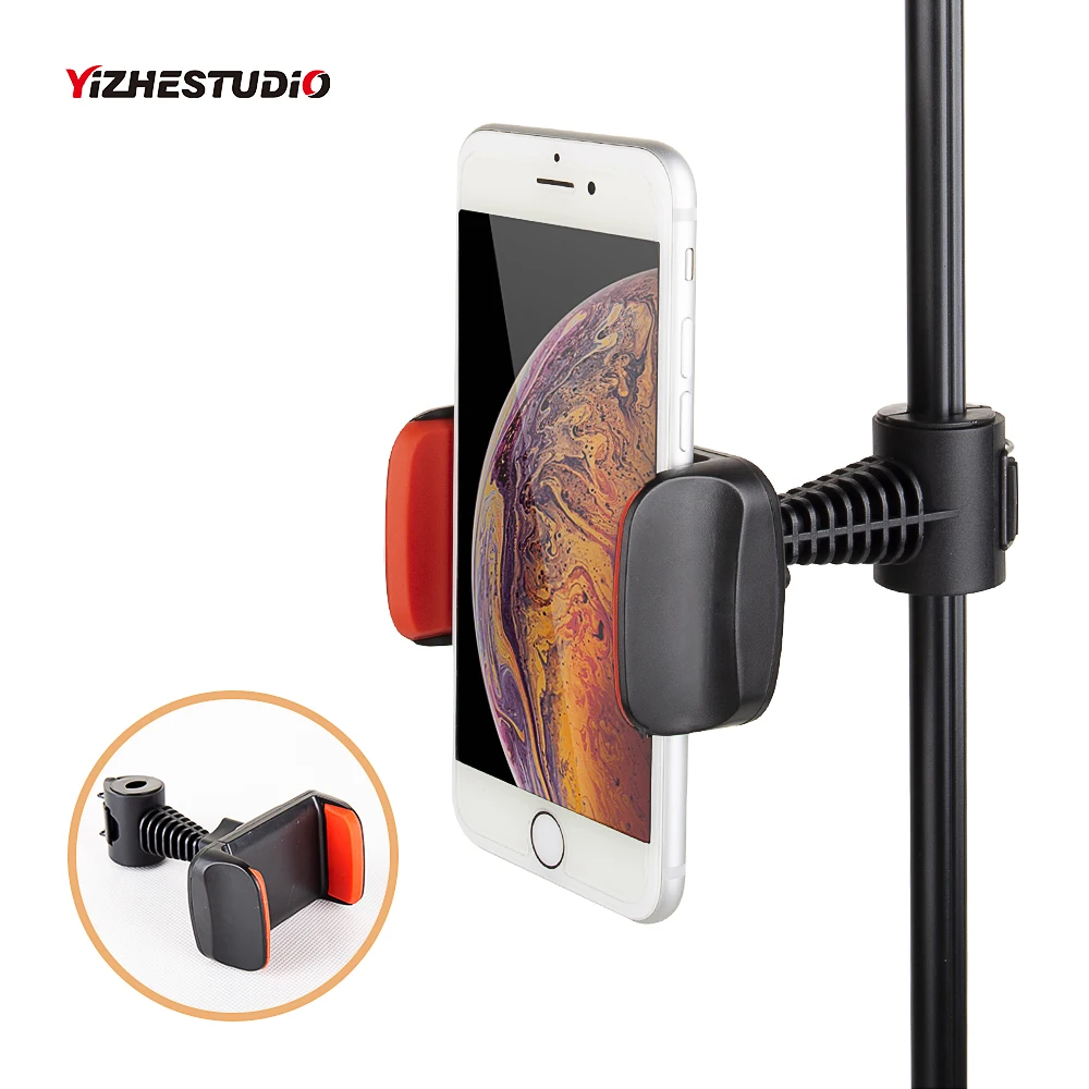 

Yizhestudio Adjustable Phone Holder Clip with clamp for ring light stand selfie lamp video live 3.5-5.7-inch phone stand