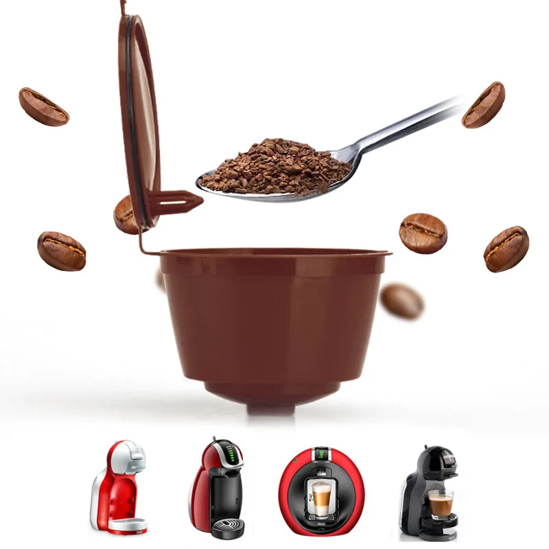 

3 pcs Reusable Nescafe Dolce Gusto Coffee Capsule Filter Cup Refillable Caps Spoon Brush Filter Baskets Pod Soft Taste Sweet