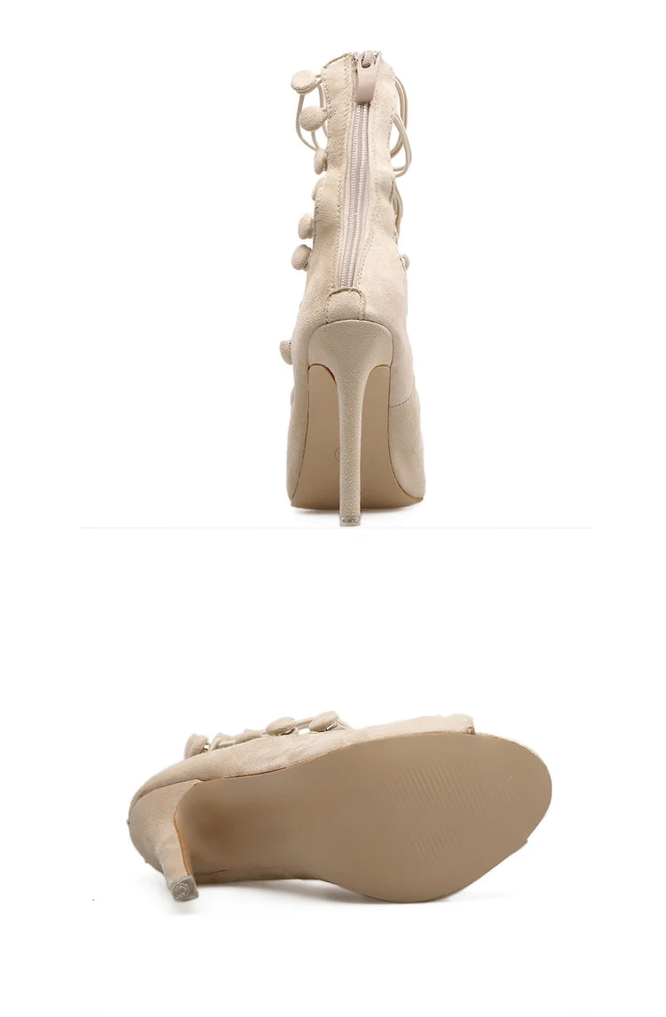 Г. Новая замшевая женская обувь на очень высоком каблуке с открытым носком и эластичной лентой женские сандалии в римском стиле