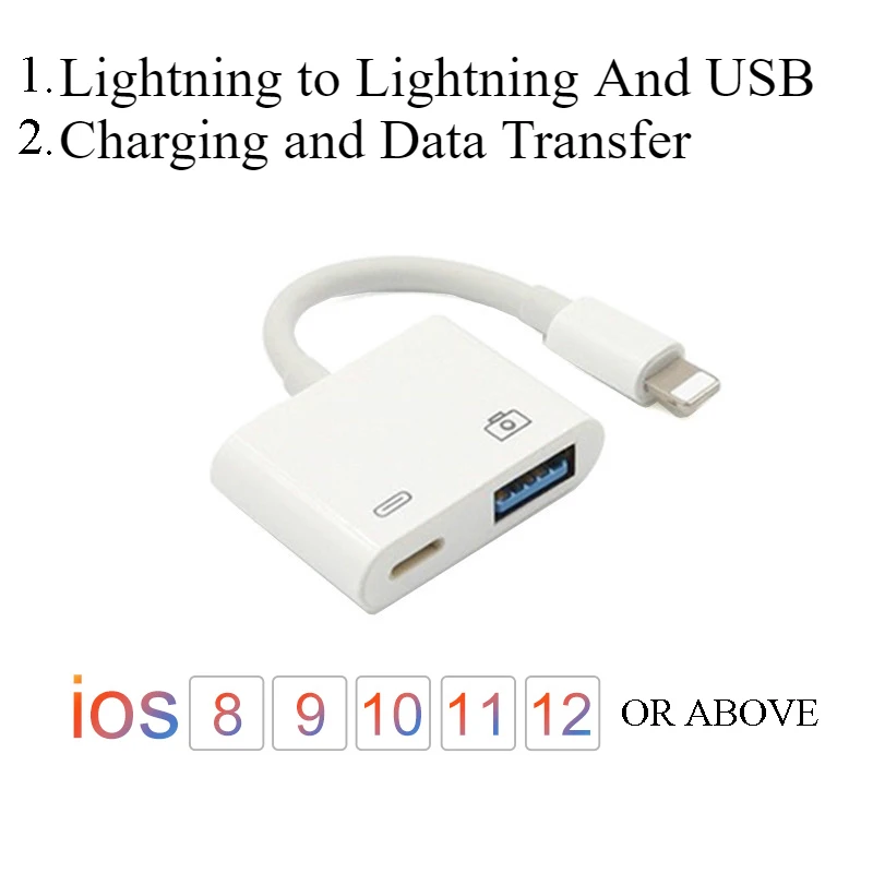 Адаптер OTG для Iphone Lightning на и USB Кабель адаптер зарядки передачи данных IOS10.3 или