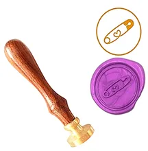 Custom Logo Luxury Vintage Wax Seal Stamps Kit Wedding Invitation Sealing Stamps Gift (Heart Safety Pin)