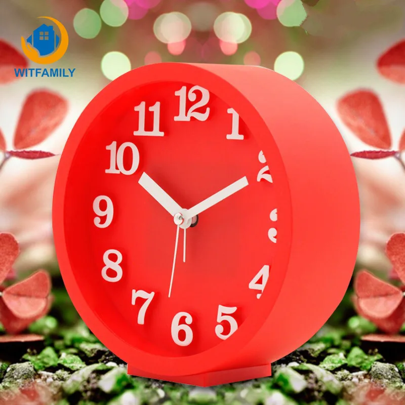 Creative Round 3D Alarm Clock Portable Cute Mini Cartoon Color Table Digital Clock Small Bed Compact Travel Quartz Alarm Clock