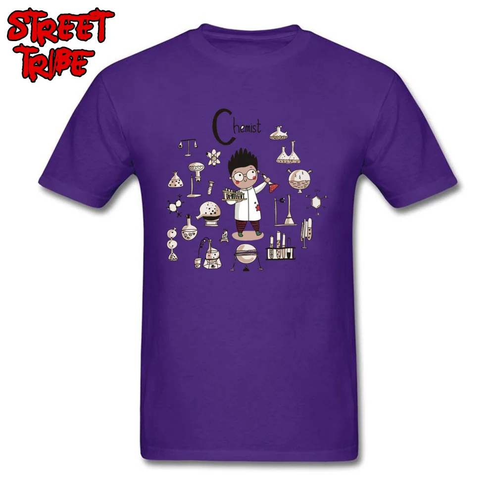 Short Sleeve Tops Tees Crew Neck Cotton Fabric Men's T-shirts chemistry science scientist Hip hop Tops Tees Brand chemistry science scientist purple