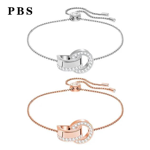 

PBS Original Copy High Quality 1:1 SWA Cubic Zirconia Plated Rose Gold Bracelet With Logo Free Envelope Mail