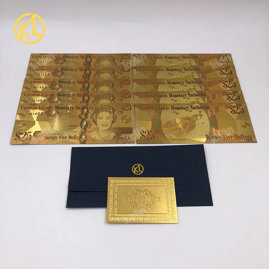 10 шт./лот сувенирная коллекция в классическом стиле с памятью 24K золотые банкноты для игры с сертификатом и конвертом - Цвет: Коричневый