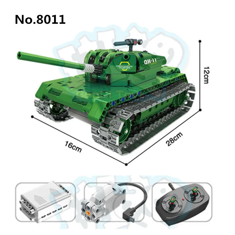 

453pcs Building Blocks Technic Military Remote Control Car RC 99 Capital Tank Can Rotate USB 8011 Educational Toys For Children