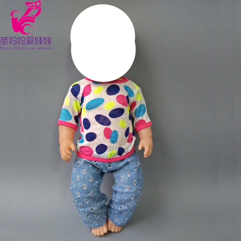 

Doll clothes shirt jean pants set for 43cm Baby new Born Doll clothes Suit for 18 inch doll Accessories Children gifts