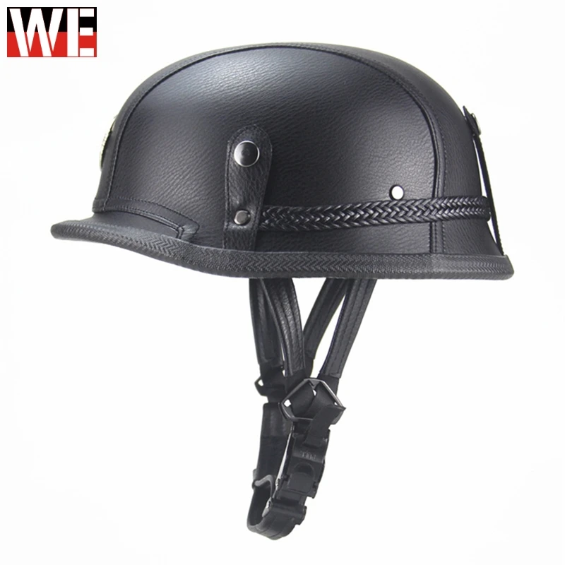 

WOSAWE Motorcycle Helmet Open Face Moto retro personality Helmet Adult Leather Men Women Scooter Motorbike Head Protection Gear