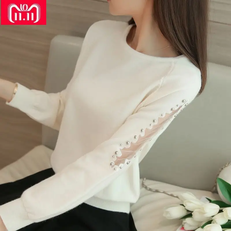 OHCLOTHING 2019 فضفاضة الإناث قصيرة الدانتيل الديكور الخريف الشتاء النساء سترة التحوط كل مباراة قميص الصلبة البلوز تريكو