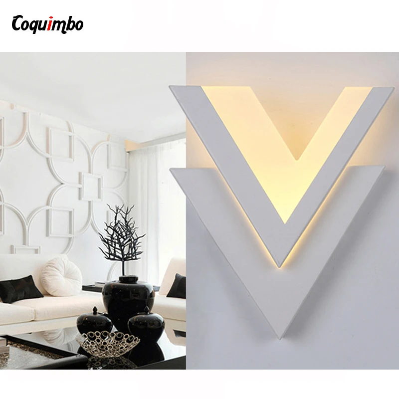 مصباح حائط Led بسيط 6 وات 220 فولت إضاءة زخرفية حديثة على شكل حرف V لغرفة المعيشة Led Wall Lamp Light Sconcewall Lamp Aliexpress
