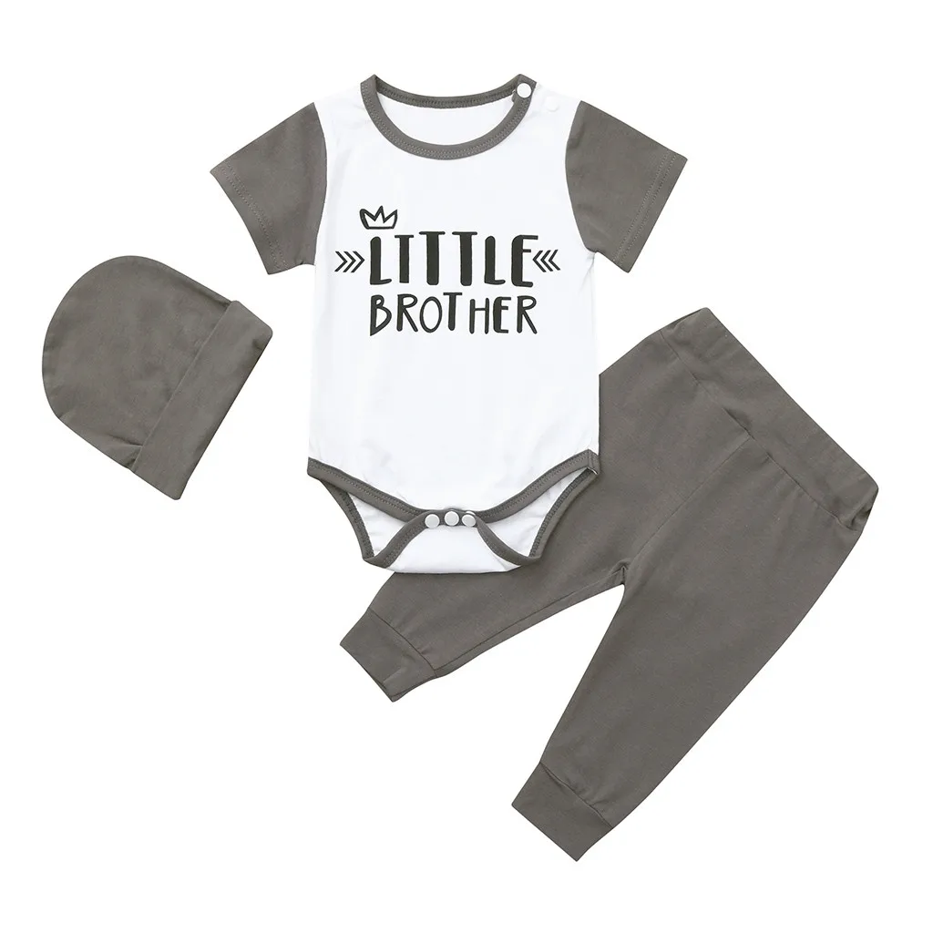 Г. Лидер продаж, Одежда для новорожденных мальчиков комбинезон с буквенным принтом, комбинезон+ штаны+ шапка, комплект, Прямая поставка, одежда для малышей
