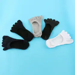 1 пара модные Для мужчин хлопка пять пальцев ног носки невидимые, нескользящие носки до лодыжки носки-башмачки
