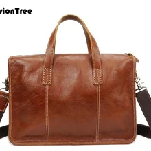 Мужская деловая сумка из натуральной кожи Crazy Horse, винтажная сумка на молнии, Ретро стиль, простая сумка на плечо, ручная сумка l64