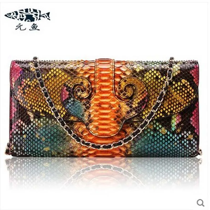 

yuanyu 2018 new hot free shipping python skin women handbag single shoulder bag inclined female bag serpentine women bag