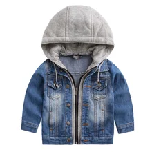 Haute Qualité Beau garçon denim vestes manteaux à capuchon enfants enfants printemps et automne bébé garçons de mode manteaux enfants manteaux À Capuche