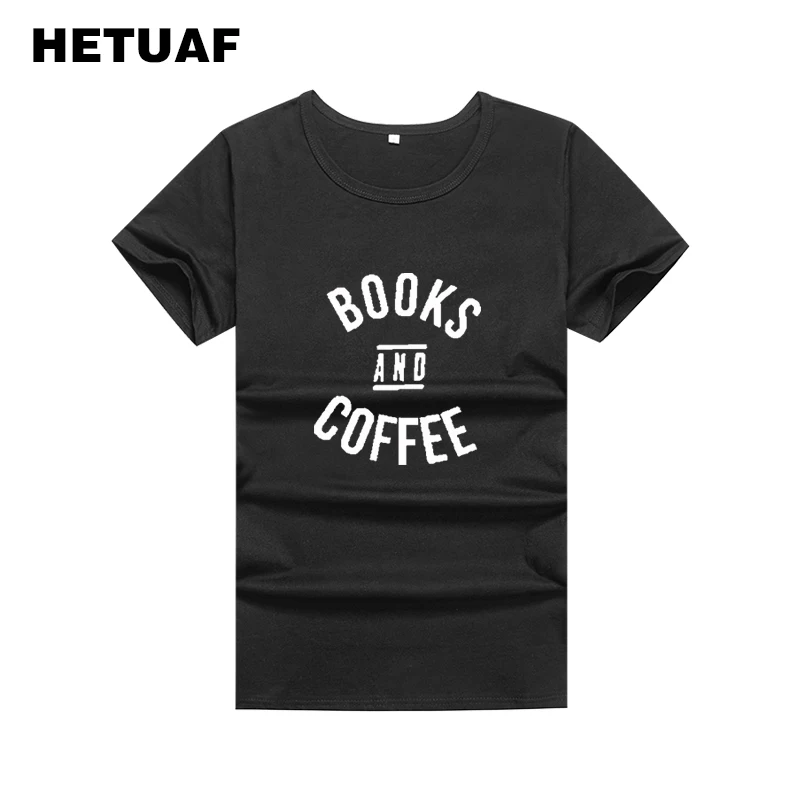 Hetuaf Books And Coffee Tshirts Cotton Women 2018 Fashion Ulzzang