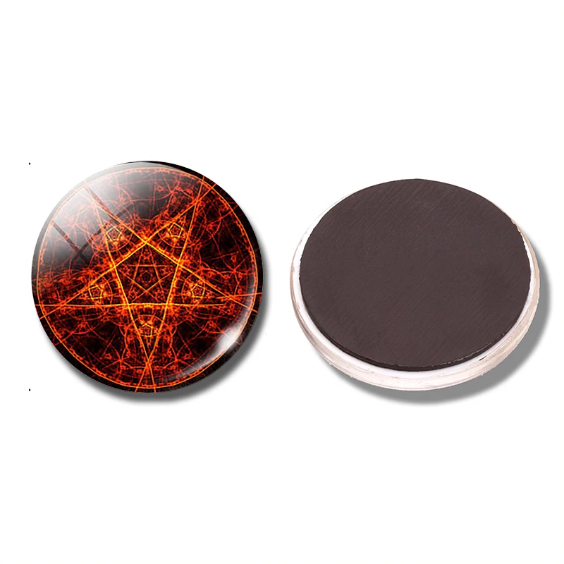 

Pentagram 30MM Fridge Magnet Fire Pentagram Occult Satan Wiccan Glass Dome Magnetic Refrigerator Stickers Note Holder Home Decor