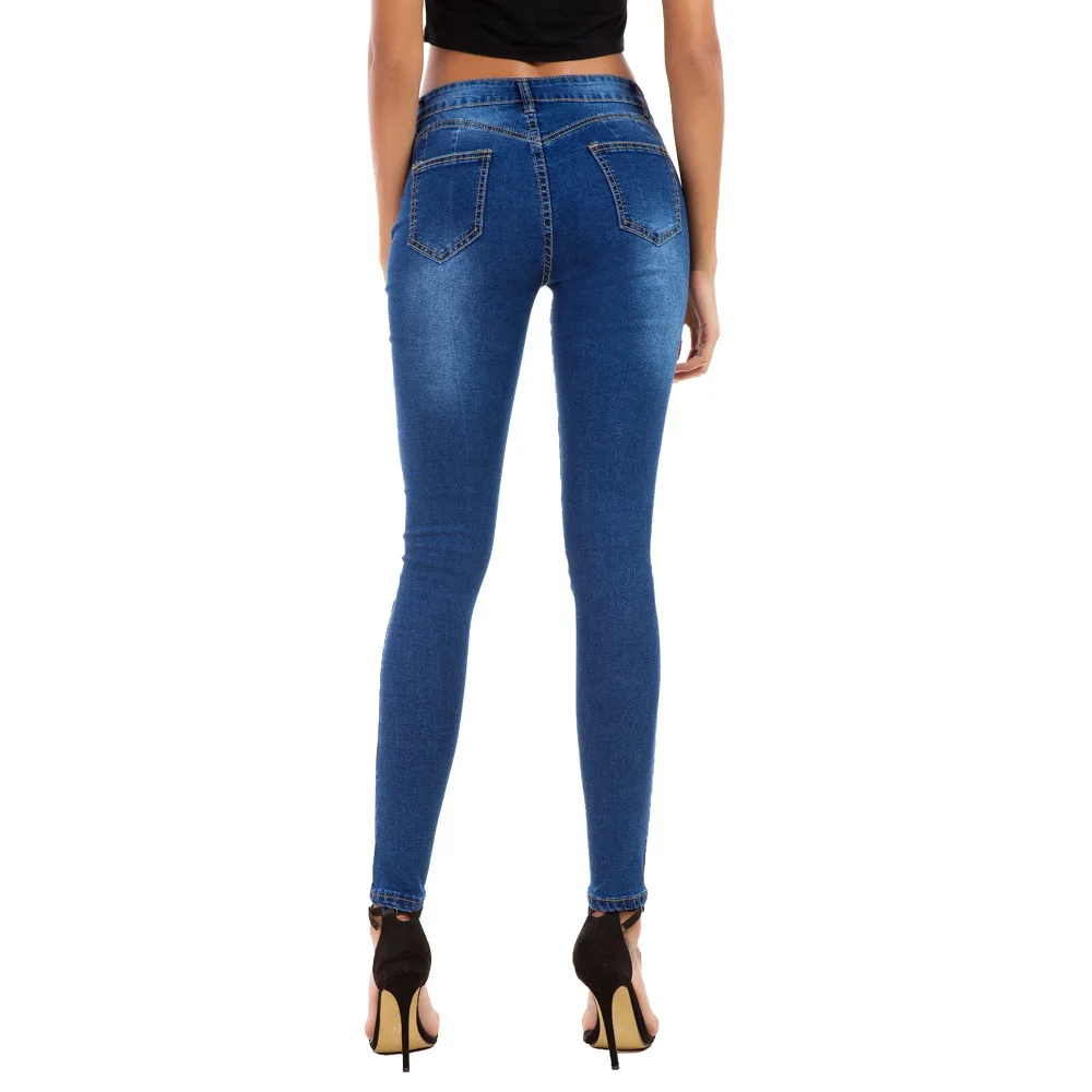 2019 Skinny Jeans Women Denim Pants Holes Destroyed Knee Stretch Ripped Pencil Pants Women Casual Elastic Jeans Plus Size 2019 Skinny Jeans Women Denim Pants Holes Destroyed Knee Stretch Ripped Pencil Pants Women Casual Elastic Jeans Plus Size