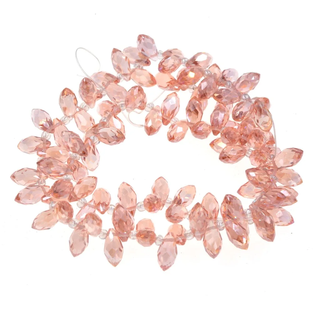 12x6mm Pink Teardrop Shape Tear Drop Glass Faceted Loose Crystal Beads