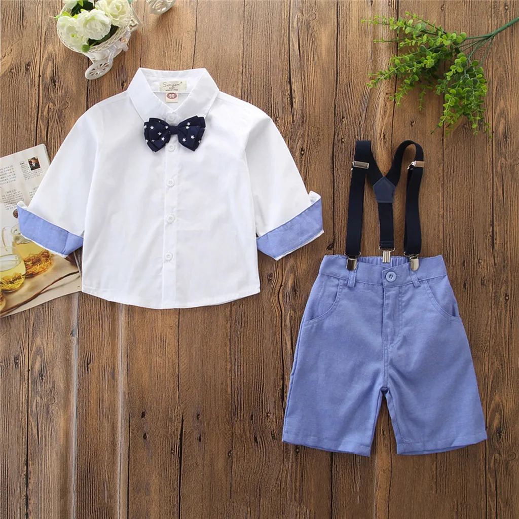 

Toddler Kids Baby Boys Outfit Clothes Shirt+Shorts Pants Gentleman Party Suit