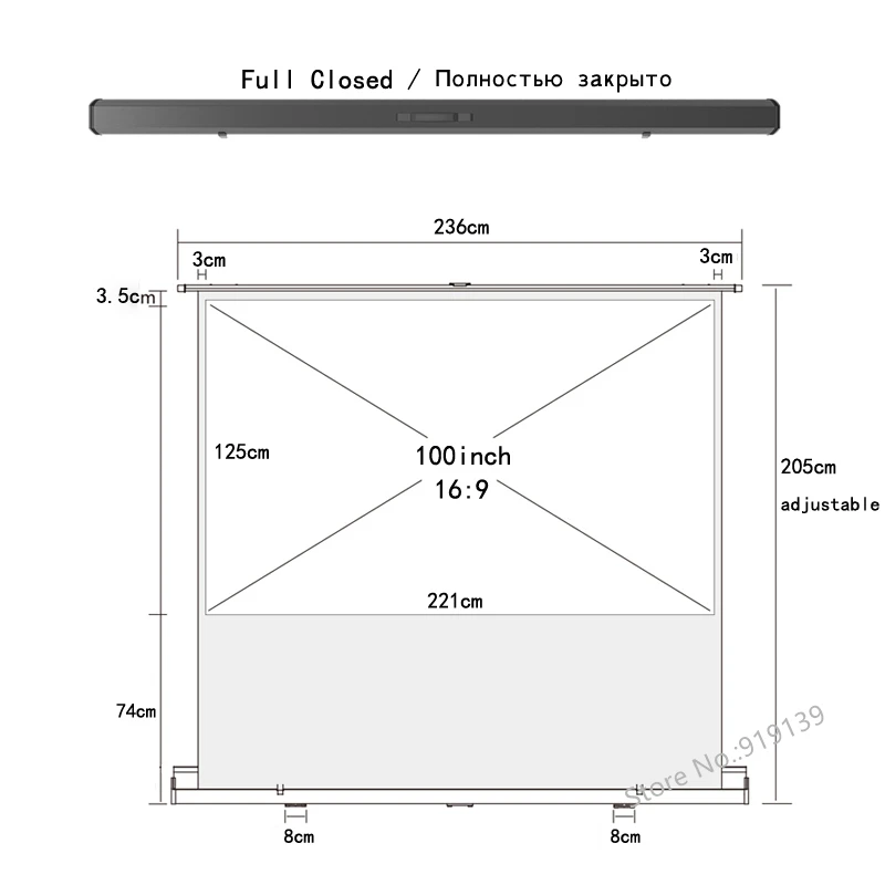 100inch 16x9 Portable Pull Up Screen pic 7