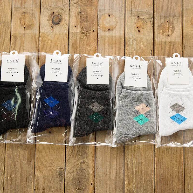 2019 individually wrapped 12 pairs men's diamond socks casual wholesale W06 | Мужская одежда